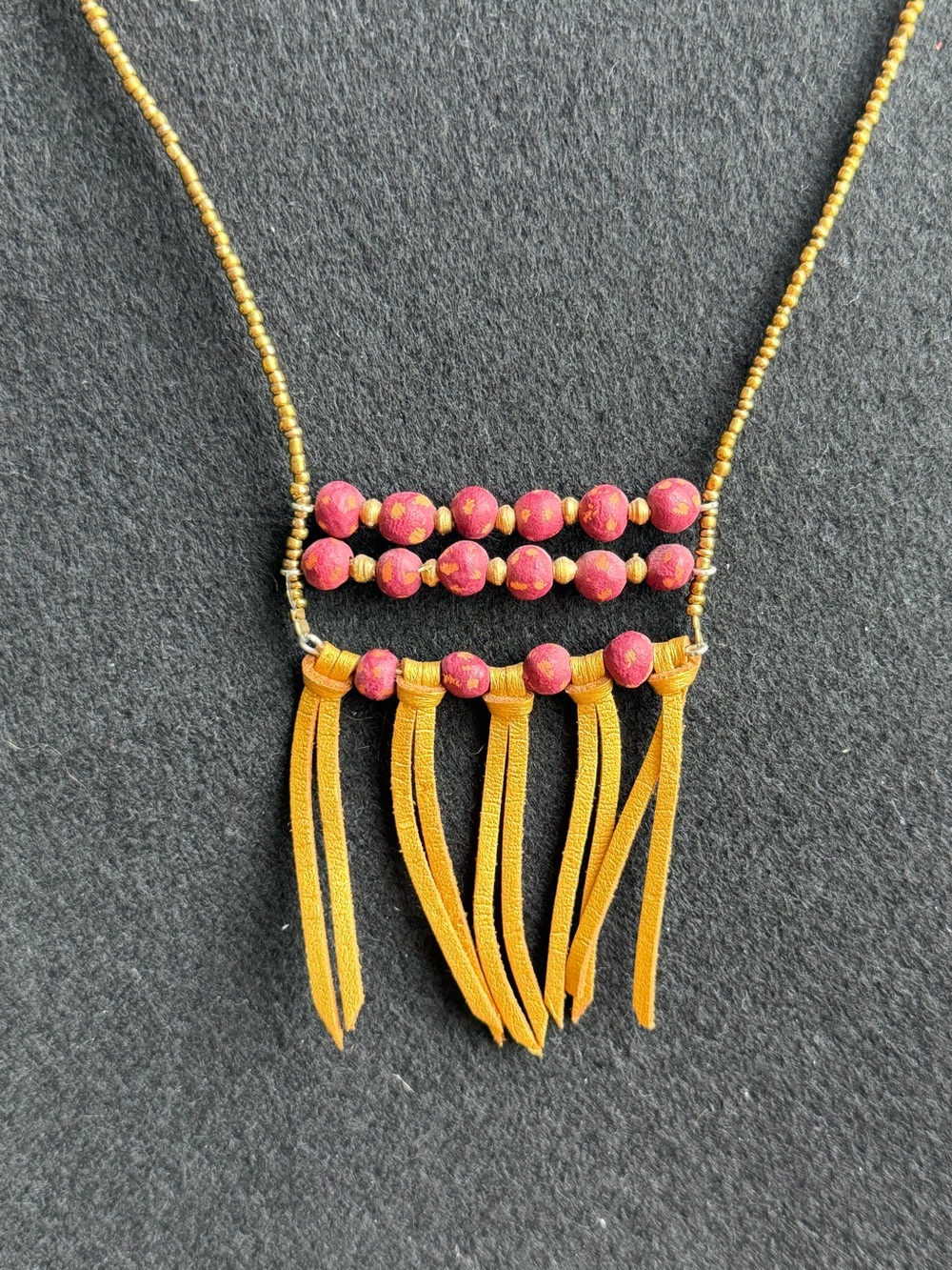 Trades of Hope Jubilee Necklace Beaded Leather Fringe Statement Necklace
